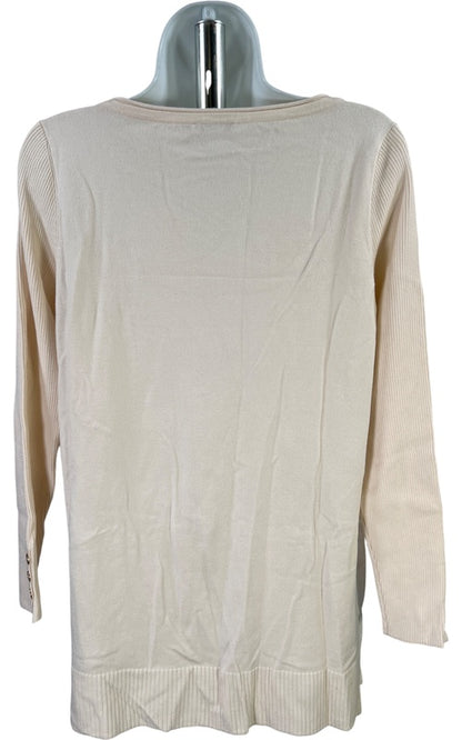 Chico’s Women’s Ivory White Long Sleeve Pocket Front Sweater Shirt - 1/US M image 3