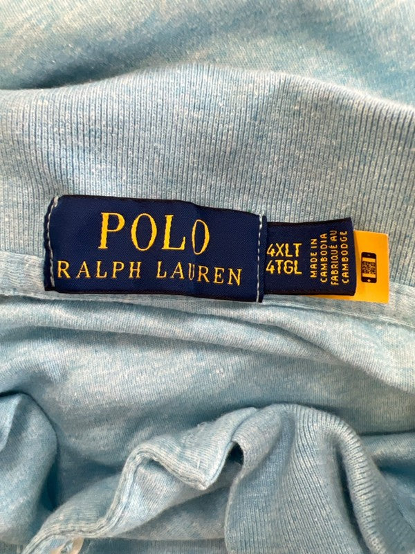 Polo Ralph Lauren Men's Light Blue Heathered Short Sleeve Polo Shirt - 4XL Tall image 3