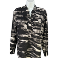 Michael Kors Women's Black/Gray Zipper Pockets Long Sleeve Button Up Shirt - 2