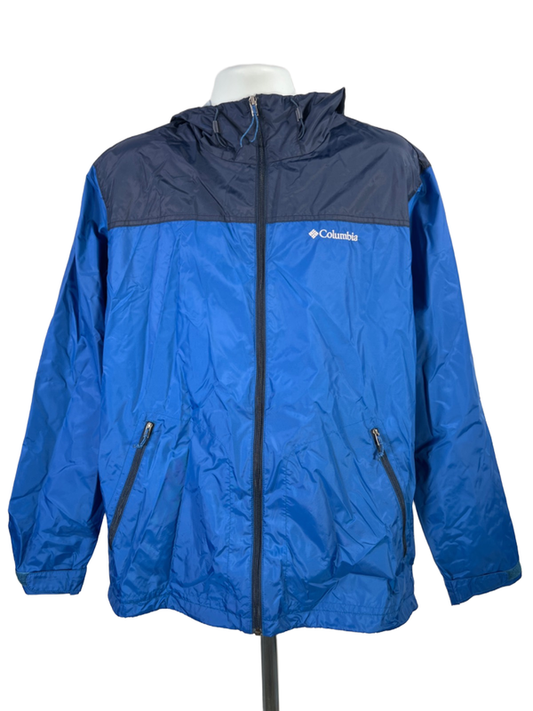 Columbia Men's Blue Hooded Windbreaker Jacket - L
