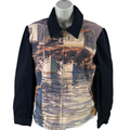 St.Johns Sport Women's Blue Coastal Sail Boat Sceen Full Zip Jacket - M