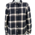 Orvis Women's Black Plaid Fleece Lined Snap Button Flannel Shirt Jacket - S