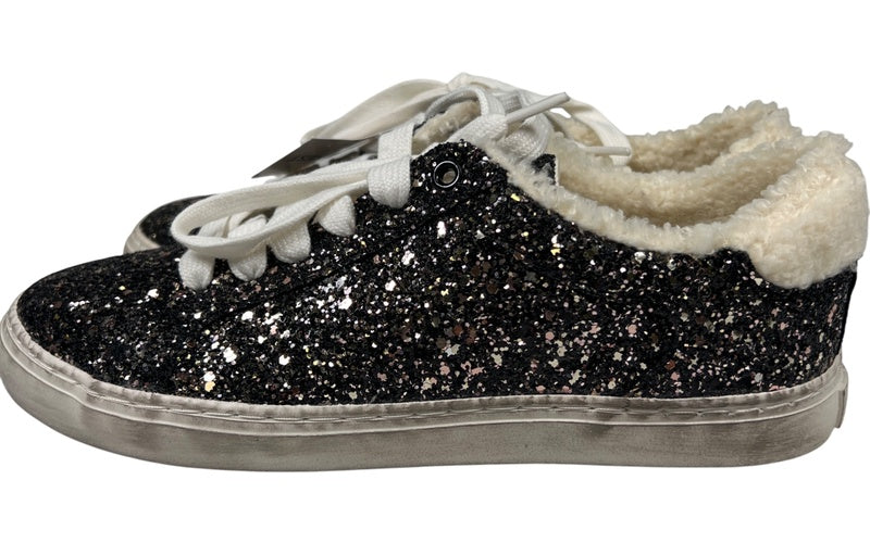 Nine West Women’s Black Glitter Sherpa Trim Lace Up Sneakers - 7.5 image 5