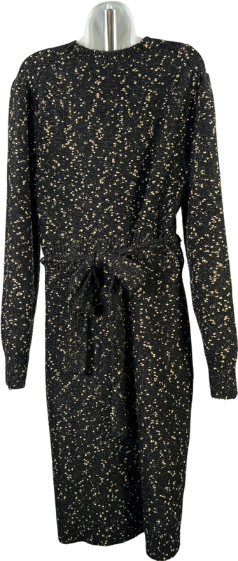 Ann Taylor Women’s Black/Gold Metallic Long Sleeve Sweater Dress - XL Petite image 2