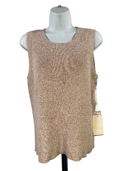 Cyrus NYC Women's Beige/Oat Sleeveless Sweater Tank Top - L