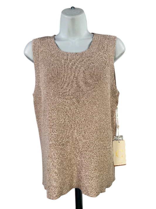 Cyrus NYC Women's Beige/Oat Sleeveless Sweater Tank Top - L