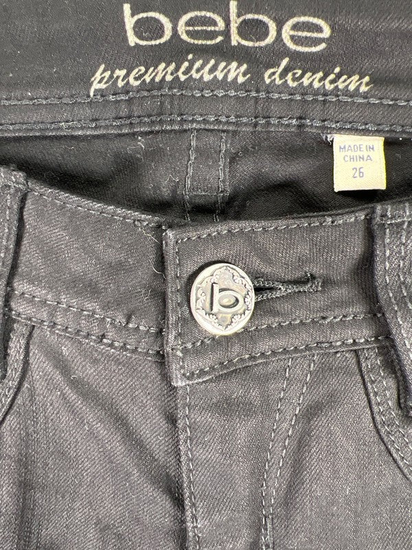 Bebe Women's Black Sequin Side Skinny Denim Jeans - 26 image 4