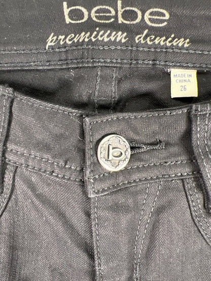 Bebe Women's Black Sequin Side Skinny Denim Jeans - 26 image 4