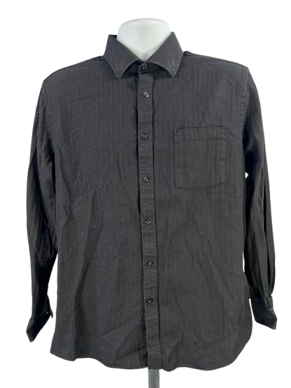 Michael Kors Men's Black Regular Fit Long Sleeve Button Up Shirt - L