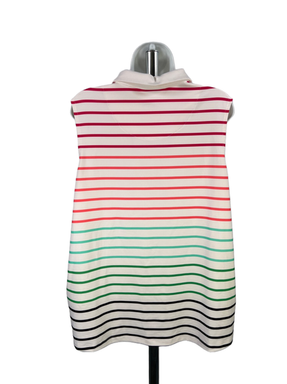 Chico's Zenergy Women's White Striped Quarter Button Sleeveless Shirt - 4/US 20 image 2