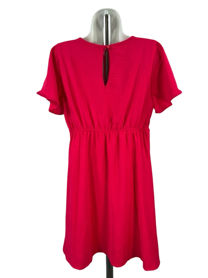 Kaileigh Women's Pink Short Sleeve V-Neck A-Line Dress - S Petite image 2