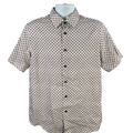 Tasso Elba Men’s White/Black Short Sleeve Button Up Shirt - M