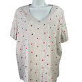Old Navy Women's Gray/Red Everywear Heart Print Short Sleeve Tee Shirt - XL Tall