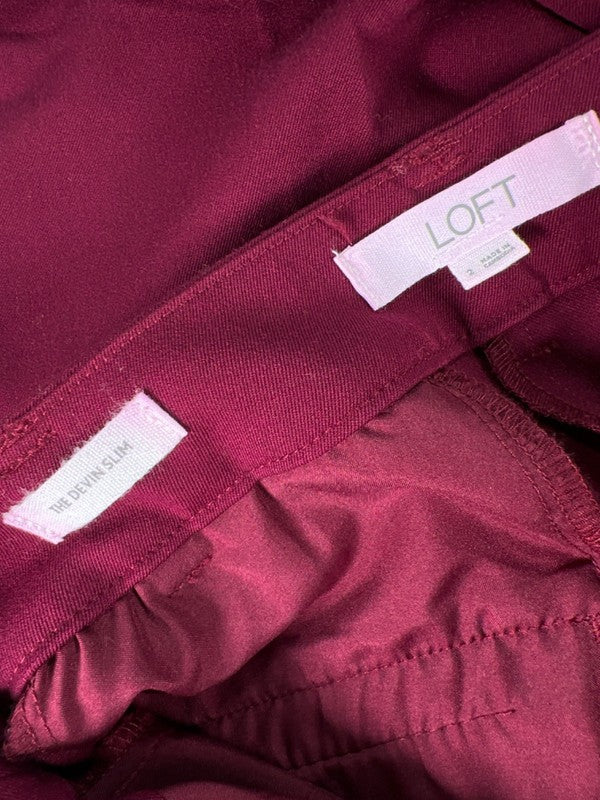 LOFT Women's Burgundy/Red Devin Slim Dress Pants - 2 image 3