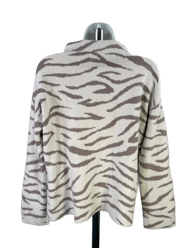Ann Taylor Women's White/Gray Zebra Print Long Sleeve Sweater - S image 2
