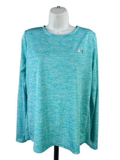 Under Armour Women's Blue Heather Heatgear Loose Long Sleeve Athletic Shirt - M