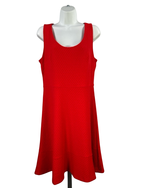 LOFT Women's Red Textured Sleeveless A-Line Dress - 8