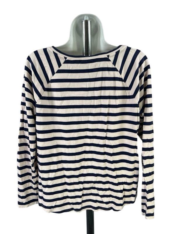 Chico's Women's White/Blue Striped 3/4 Sleeve Shirt - 1/US M image 2