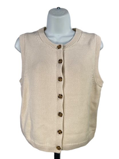Gap Women's Ivory/Beige Cropped Cardigan Sweater Vest - S
