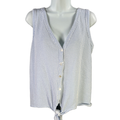 Green Envelope Women's Blue/White Striped Sleeveless Button Up Blouse - M