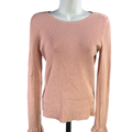 White House Black Market Women's Pink Ruffle Long Sleeve Sweater Shirt - XS