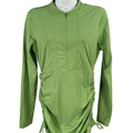 Athleta Women's Green Long Sleeve Side Ruched 1/2 Zip Athletic Shirt - M