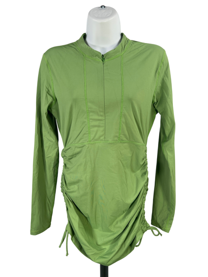 Athleta Women's Green Long Sleeve Side Ruched 1/2 Zip Athletic Shirt - M
