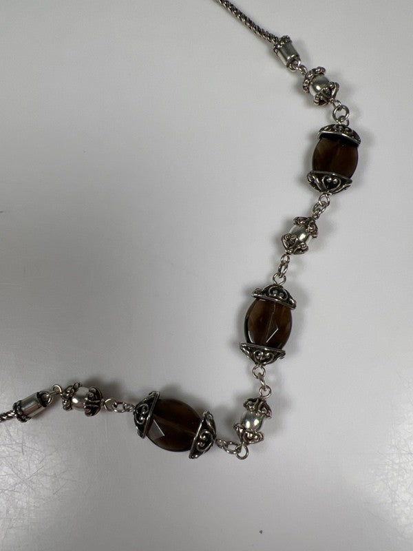 Brighton Night Mist Smoky Quartz Silver Plated  21" Necklace W/ Tin Box image 3