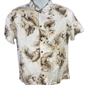 Aeropostale Men's White/Beige Hawaiin Short Sleeve Button Up Shirt - S