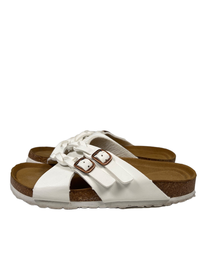 Aerothotic Women's White Leather Suri Cork Braided Adjustable Sandals - 38/US 8 image 5