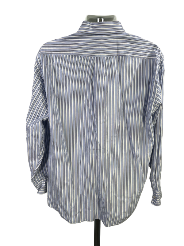 Michael Kors Men's Blue/White Striped Cotton Long Sleeve Button Up Shirt - XL image 2