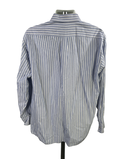 Michael Kors Men's Blue/White Striped Cotton Long Sleeve Button Up Shirt - XL image 2