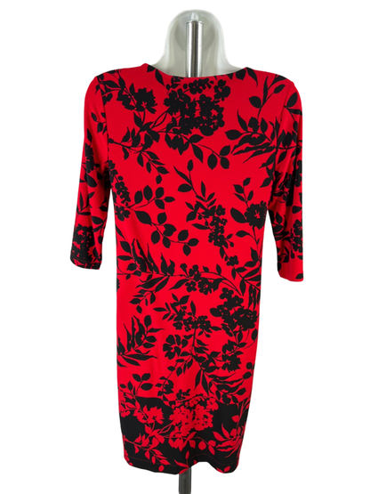 Chico's Women's Red/Black Floral Elbow Sleeve Mini Dress - 00 Petite/XS Petite image 2