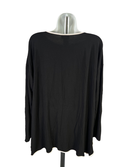 J Jill Women's Black/White Wearever Trim Detail Long Sleeve Shirt - XL Petite image 2