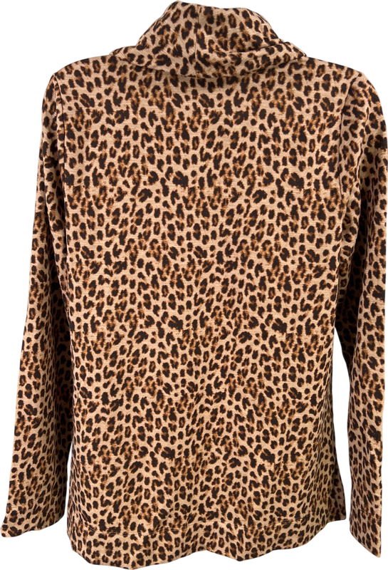 J.Jill Women’s Brown Animal Print Cowl Neck Long Sleeve Shirt - XS image 2