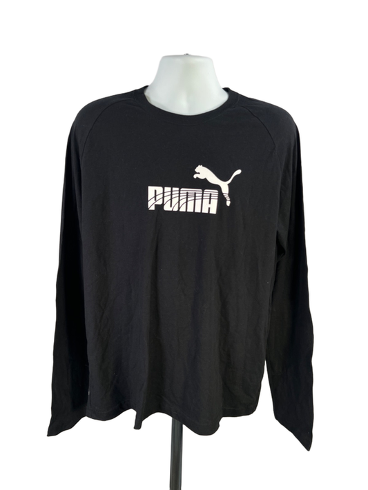 Puma Men's Black Relaxed Logo Long Sleeve Tee Shirt - L