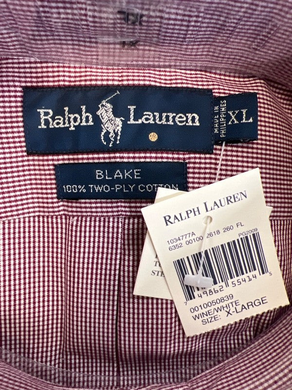 Ralph Lauren Men's Burgundy/White Blake Long Sleeve Button Up Shirt - XL image 3