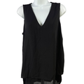 Michael Kors Women's Black Sleeveless V-Neck Blouse - L