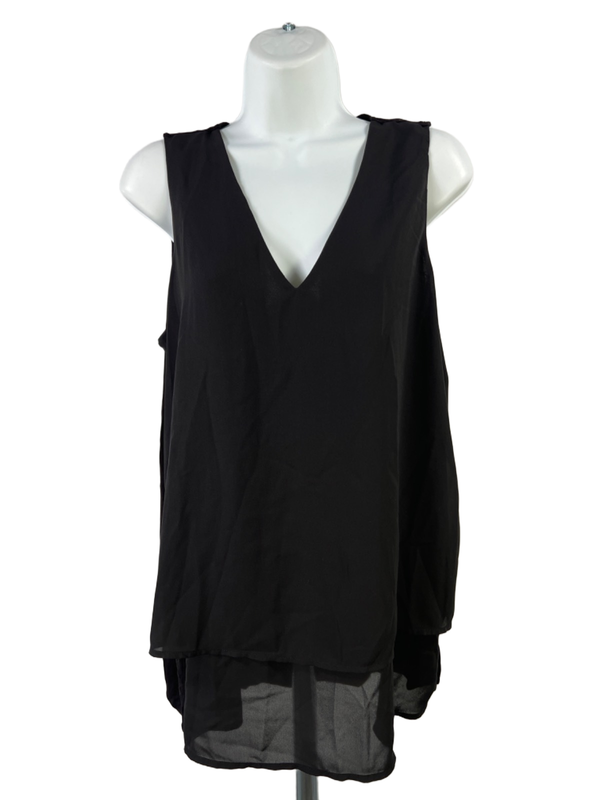 Michael Kors Women's Black Sleeveless V-Neck Blouse - L