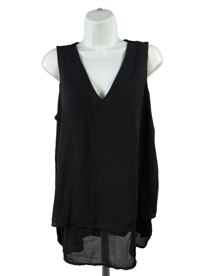 Michael Kors Women's Black Sleeveless V-Neck Blouse - L