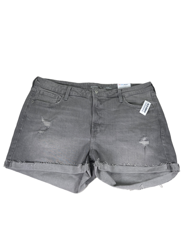 Old Navy Women's Gray Distressed OG Straight High Rise Denim Jean Shorts - 18