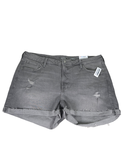 Old Navy Women's Gray Distressed OG Straight High Rise Denim Jean Shorts - 18