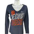 Nike Women's Blue/Orange MLB Detroit Tigers Athletic Cut Long Sleeve Shirt - XS
