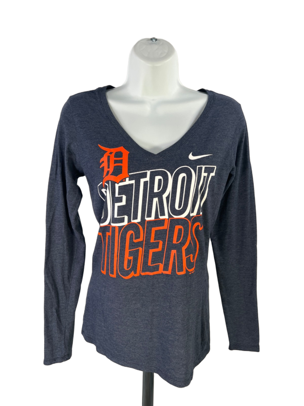 Nike Women's Blue/Orange MLB Detroit Tigers Athletic Cut Long Sleeve Shirt - XS