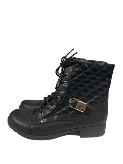 G By Guess Women's Black Quilted Side Zip Moto Combat Boots - 10 image 5
