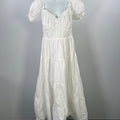 ASTR Women's White Tiered Short Puff Sleeve Midi Dress - M