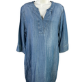 Chico's Women's Blue Chambray 3/4 Sleeve Mini Dress - 2/US 12-14