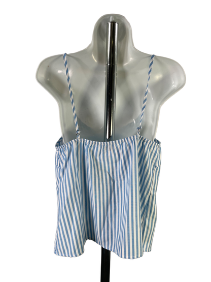 Cupshe Women's Blue/White Striped Embroidered Scallop Neck Sleeveless Top - S image 2