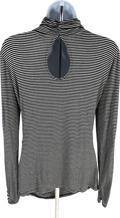 White House Black Market Women’s Black Striped Long Sleeve Shirt - S image 2