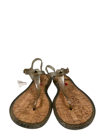 Kate Spade Women's Gray Glitter Jelly Cork Bottom T-Strap Sandals - 10 image 2